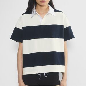 Aritzia Lomu Striped Polo T-Shirt in M